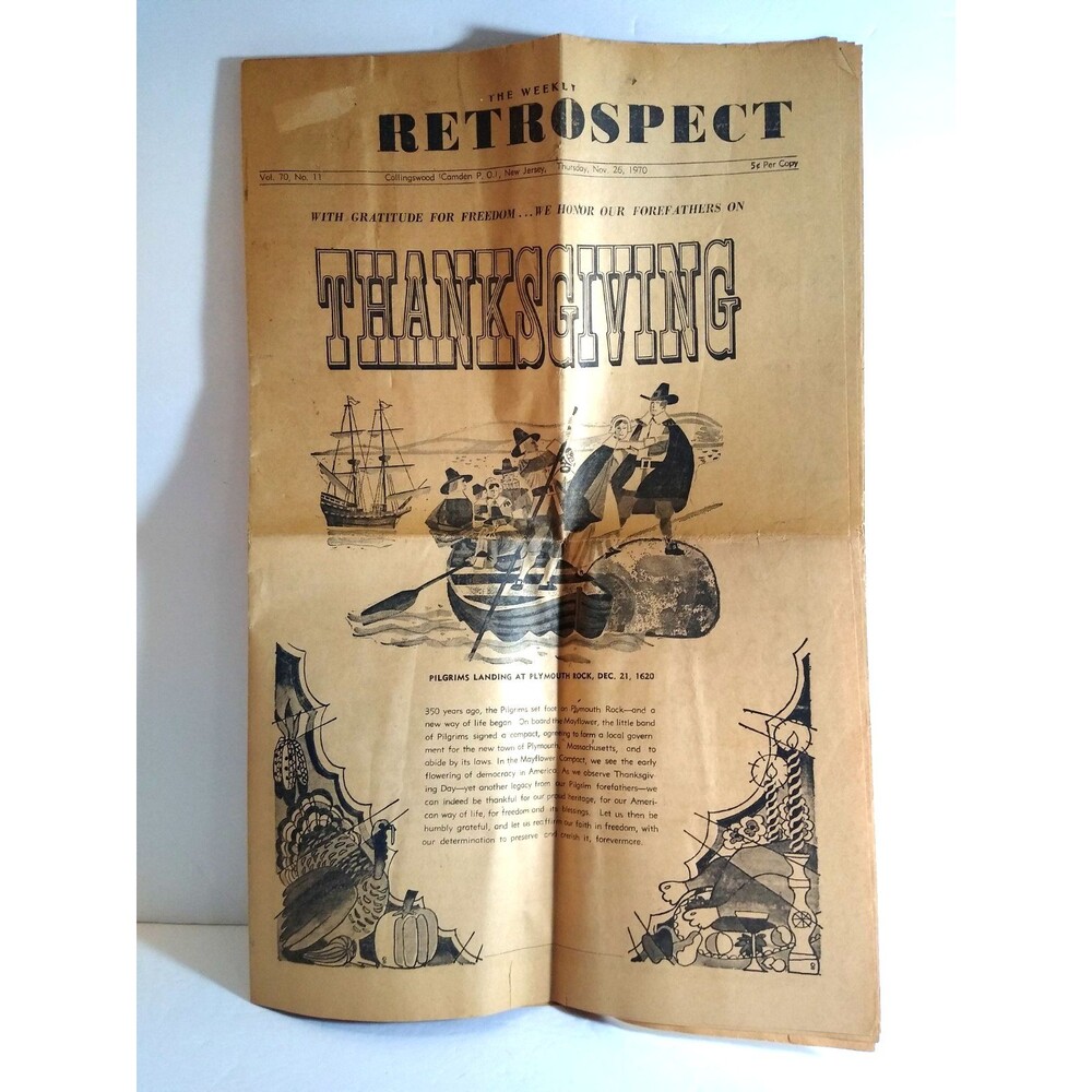 Vintage Collingswood New Jersey Newspaper Retrospect Nov 26 1970 Thanksgiving NJ